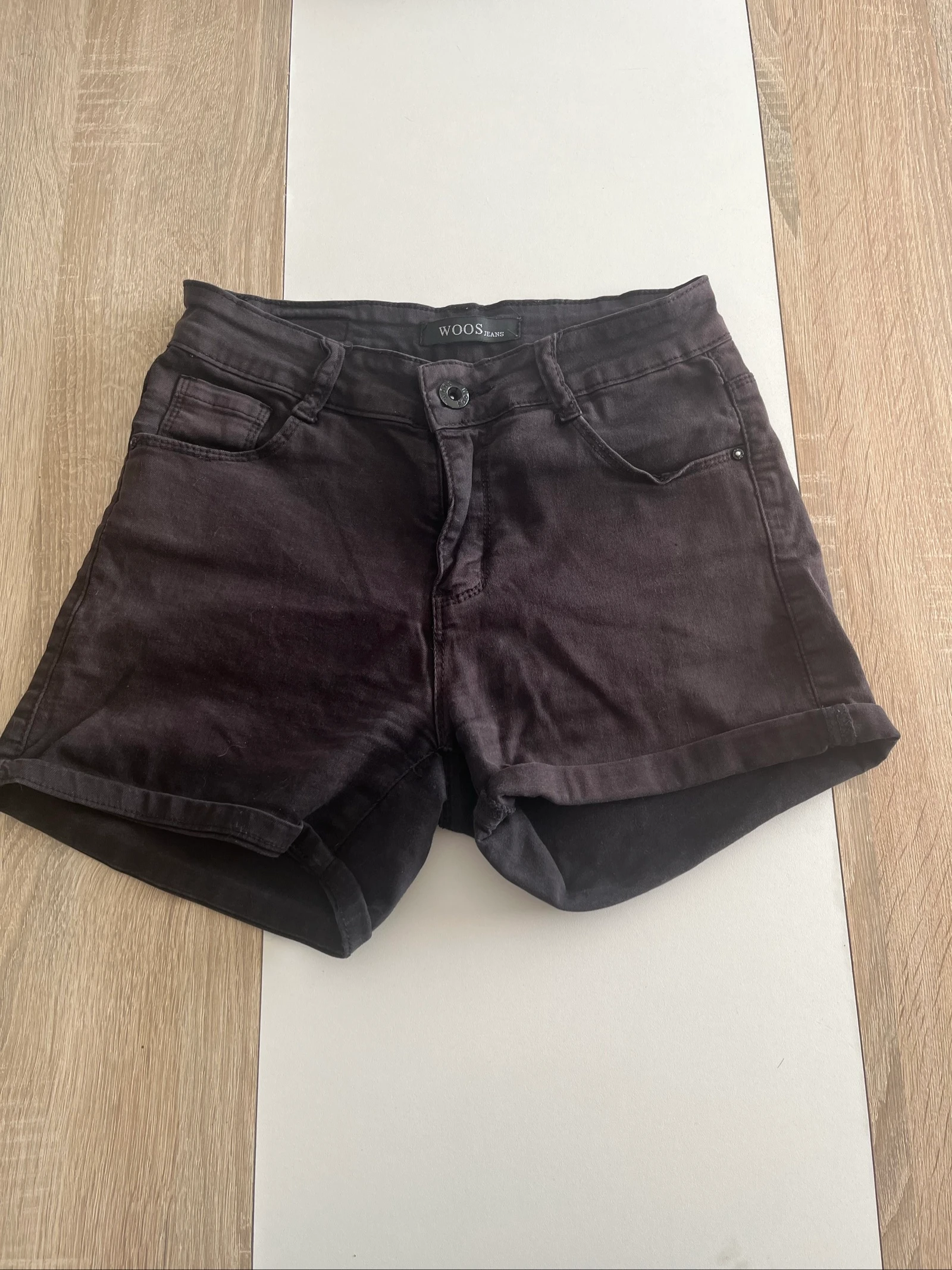Short en jean noir, femme 